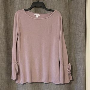 Roz & Ali  Long Sleeve Light Sweater Top Light Rose Color Large